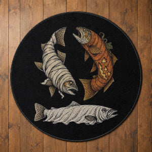 Funny Halloween Fisherman Trout Round Rug Ghost Pumpkin Mummy Spooky