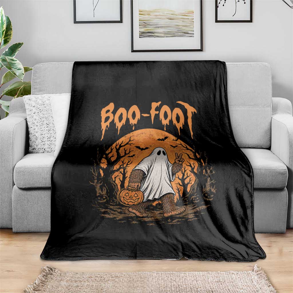 Funny Boo Foot Bigfoot Halloween Throw Blanket Spooky Ghost Pumpkin Night