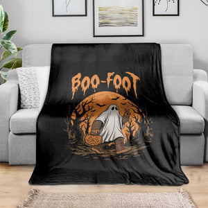 Funny Boo Foot Bigfoot Halloween Throw Blanket Spooky Ghost Pumpkin Night