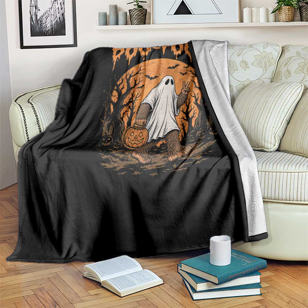 Funny Boo Foot Bigfoot Halloween Throw Blanket Spooky Ghost Pumpkin Night