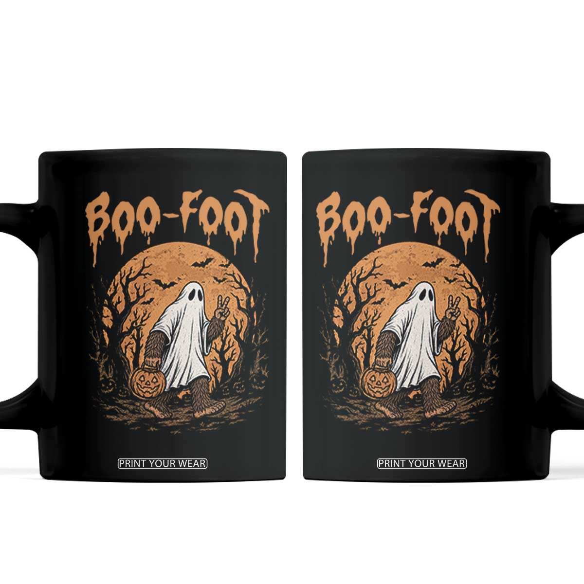 Funny Boo Foot Bigfoot Halloween Coffee Mug Spooky Ghost Pumpkin Night