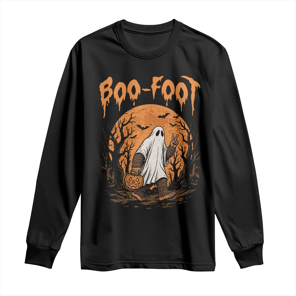 Funny Boo Foot Bigfoot Halloween Long Sleeve Shirt Spooky Ghost Pumpkin Night