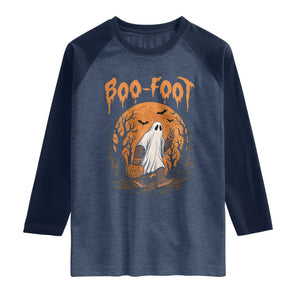 Funny Boo Foot Bigfoot Halloween Raglan Shirt Spooky Ghost Pumpkin Night