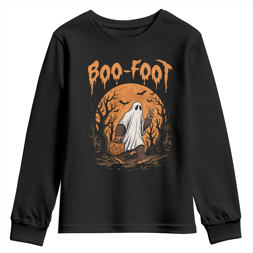 Funny Boo Foot Bigfoot Halloween Youth Sweatshirt Spooky Ghost Pumpkin Night