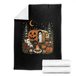 Funny Ghost Camper Halloween Throw Blanket Spooky Camping Outdoor Adventures