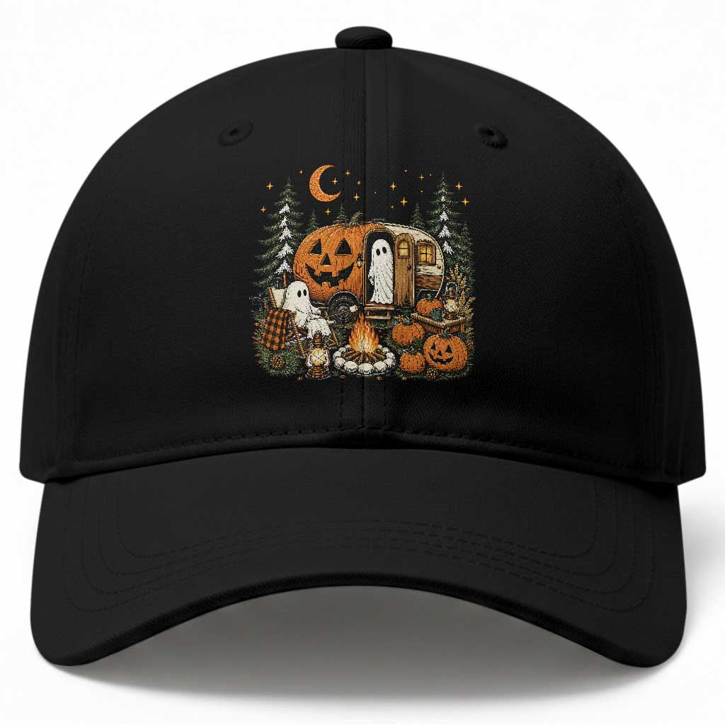 Funny Ghost Camper Halloween Baseball Cap Spooky Camping Outdoor Adventures