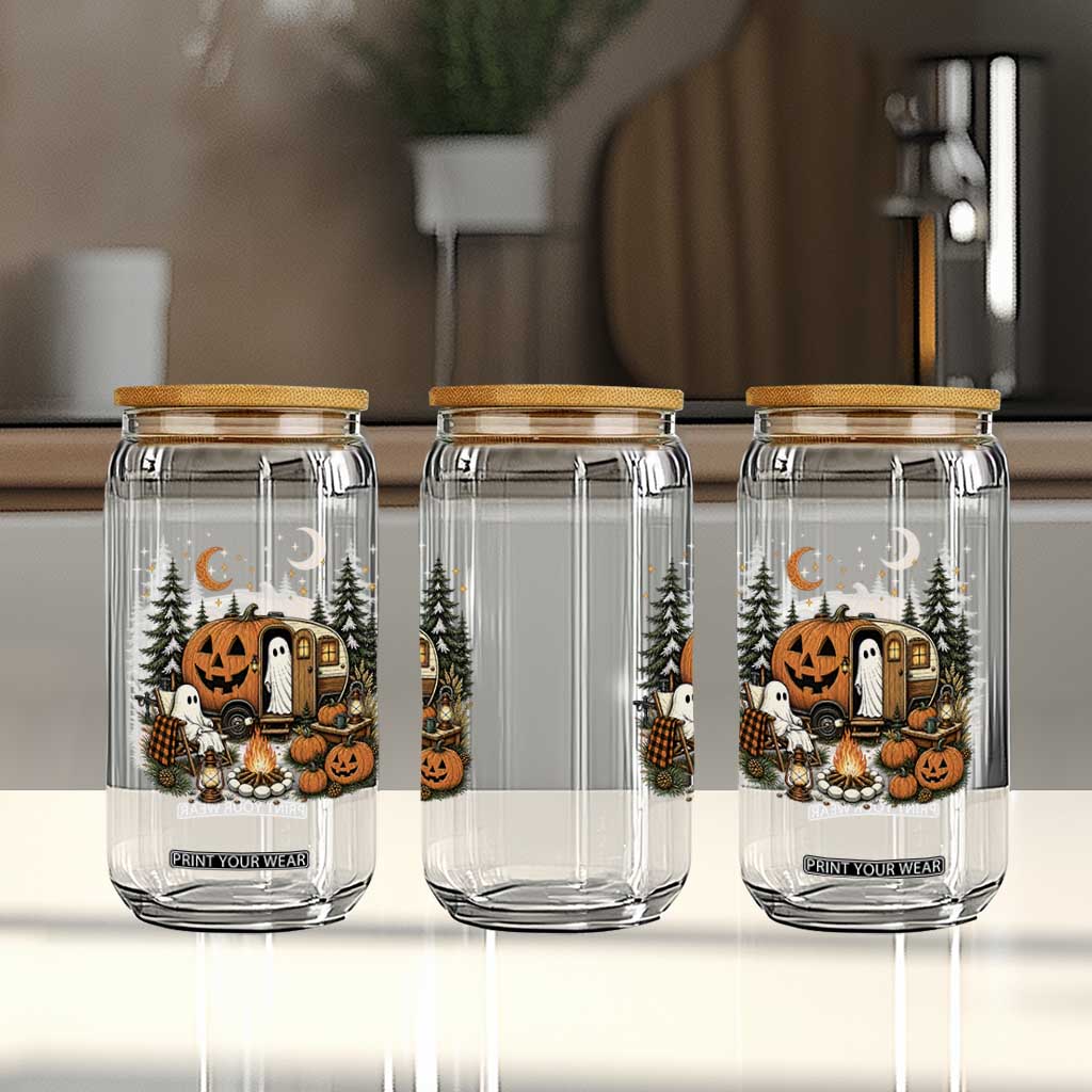 Funny Ghost Camper Halloween Glass Can Spooky Camping Outdoor Adventures