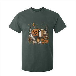 Funny Ghost Camper Halloween T Shirt For Kid Spooky Camping Outdoor Adventures