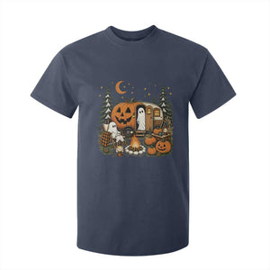 Funny Ghost Camper Halloween T Shirt For Kid Spooky Camping Outdoor Adventures