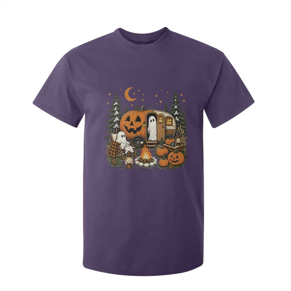 Funny Ghost Camper Halloween T Shirt For Kid Spooky Camping Outdoor Adventures