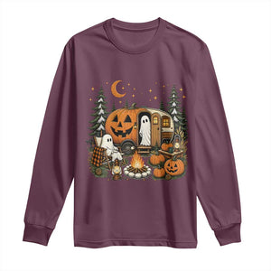 Funny Ghost Camper Halloween Long Sleeve Shirt Spooky Camping Outdoor Adventures