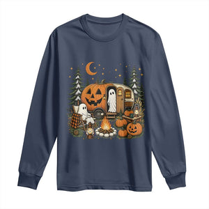 Funny Ghost Camper Halloween Long Sleeve Shirt Spooky Camping Outdoor Adventures