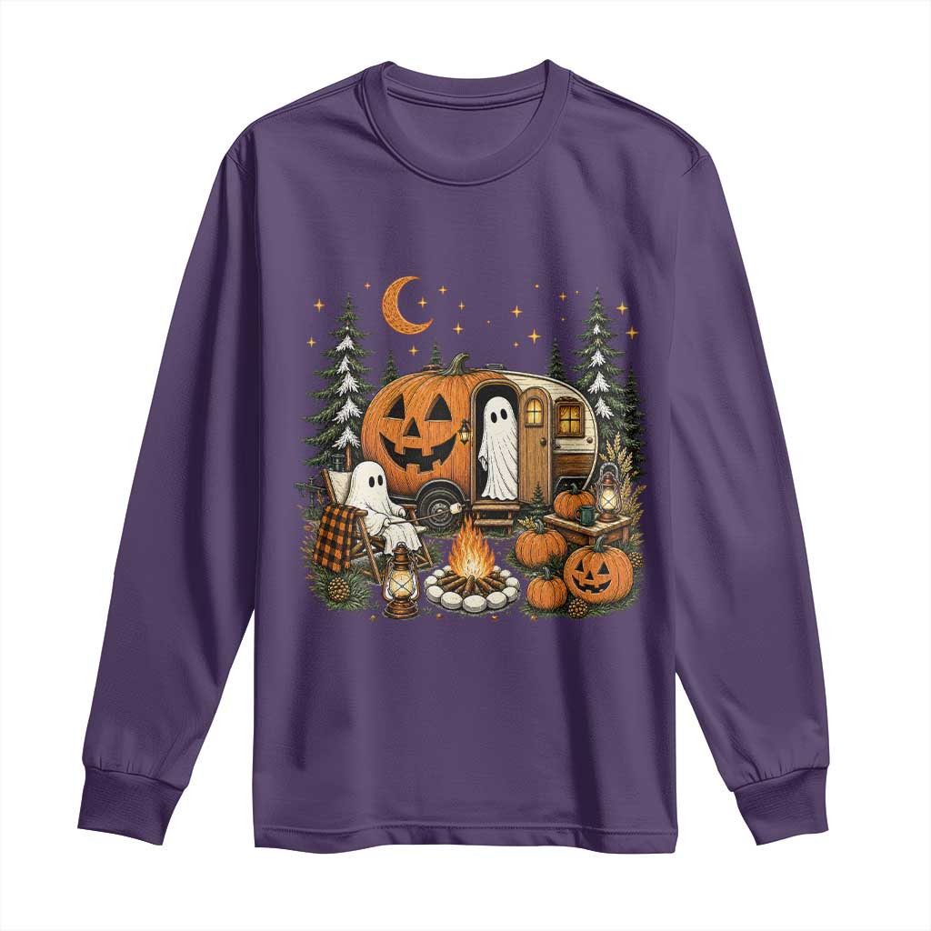 Funny Ghost Camper Halloween Long Sleeve Shirt Spooky Camping Outdoor Adventures