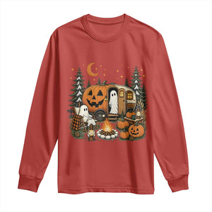 Funny Ghost Camper Halloween Long Sleeve Shirt Spooky Camping Outdoor Adventures