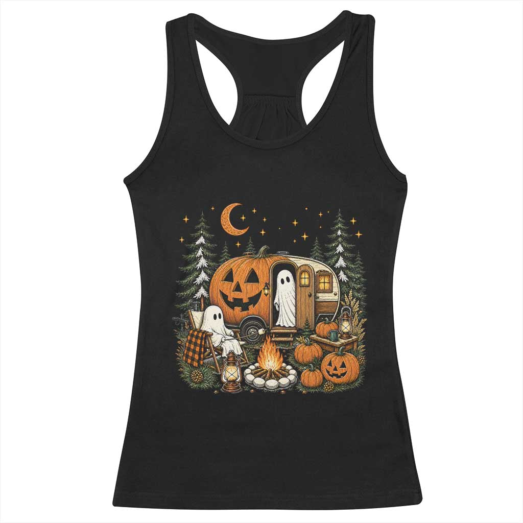 Funny Ghost Camper Halloween Racerback Tank Top Spooky Camping Outdoor Adventures