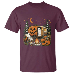 Funny Ghost Camper Halloween T Shirt Spooky Camping Outdoor Adventures