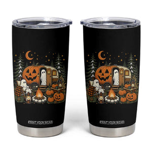 Funny Ghost Camper Halloween Tumbler Cup Spooky Camping Outdoor Adventures