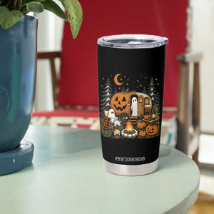 Funny Ghost Camper Halloween Tumbler Cup Spooky Camping Outdoor Adventures