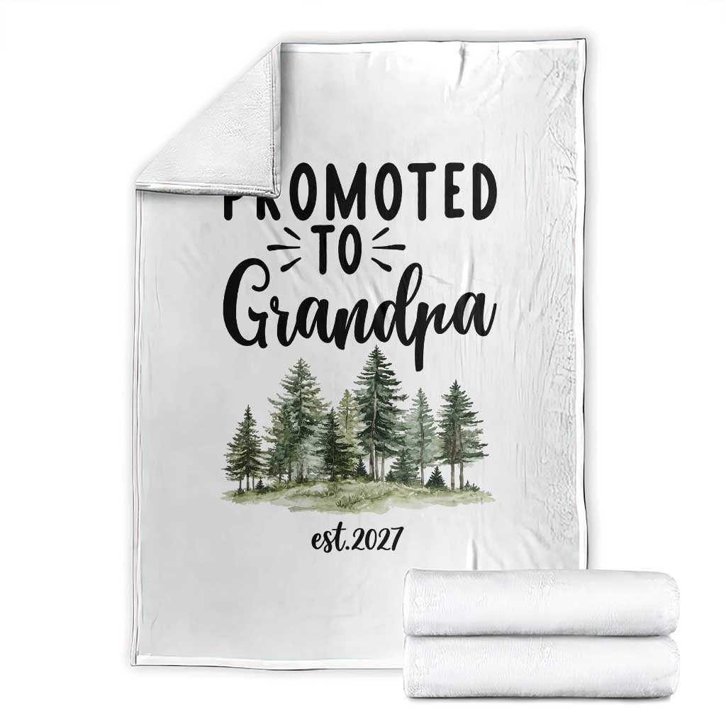 Promoted To Grandpa Est 2027 Throw Blanket Proud New Grandfather Gift