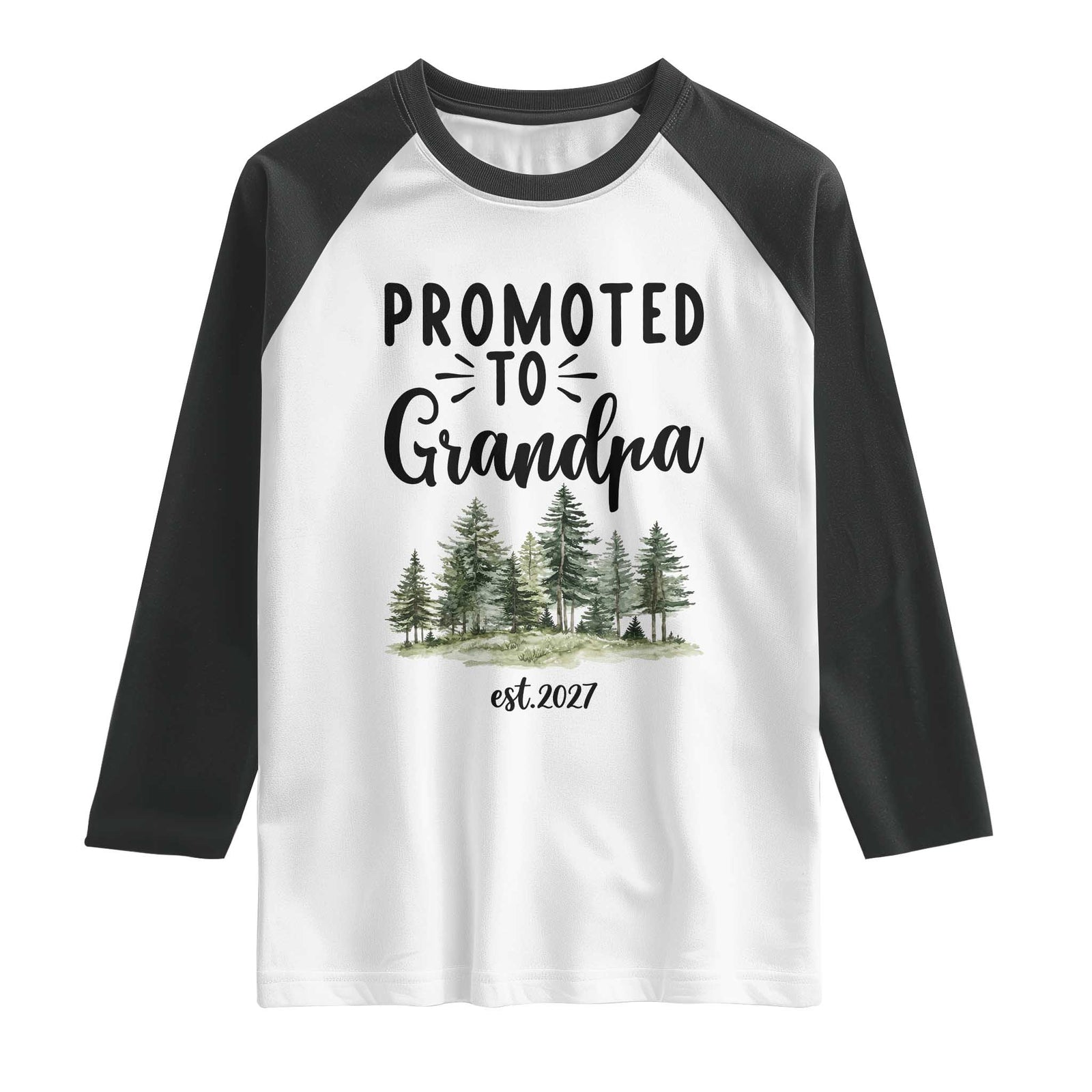Promoted To Grandpa Est 2027 Raglan Shirt Proud New Grandfather Gift