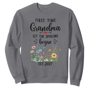 First Time Grandma Sweatshirt Let The Spoiling Begin Est 2027 Baby Announcement