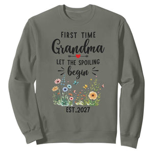 First Time Grandma Sweatshirt Let The Spoiling Begin Est 2027 Baby Announcement