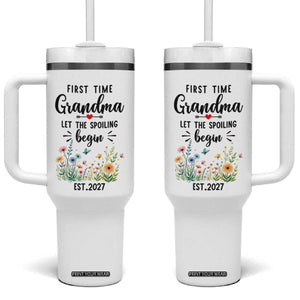First Time Grandma Tumbler With Handle Let The Spoiling Begin Est 2027 Baby Announcement