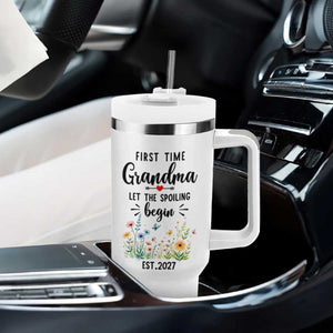 First Time Grandma Tumbler With Handle Let The Spoiling Begin Est 2027 Baby Announcement