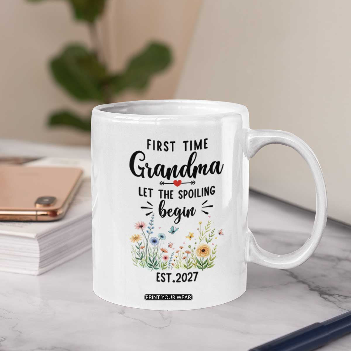 First Time Grandma Coffee Mug Let The Spoiling Begin Est 2027 Baby Announcement