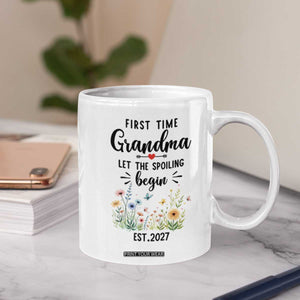 First Time Grandma Coffee Mug Let The Spoiling Begin Est 2027 Baby Announcement
