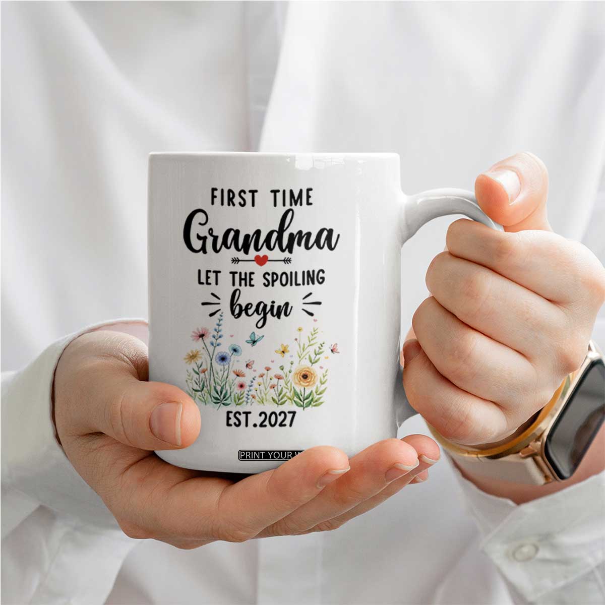 First Time Grandma Coffee Mug Let The Spoiling Begin Est 2027 Baby Announcement