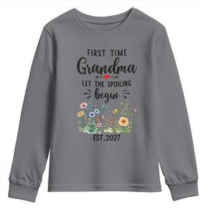 First Time Grandma Youth Sweatshirt Let The Spoiling Begin Est 2027 Baby Announcement