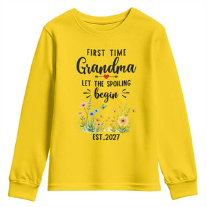 First Time Grandma Youth Sweatshirt Let The Spoiling Begin Est 2027 Baby Announcement