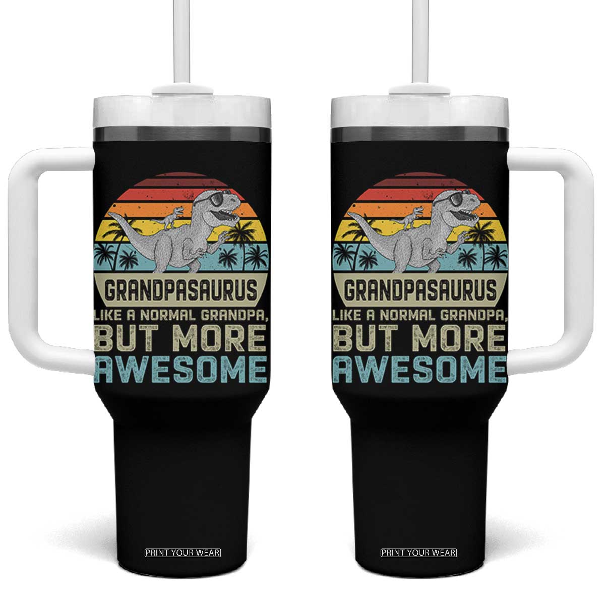 Vintage Grandpasaurus Tumbler With Handle Like A Normal Grandpa But More Awesome