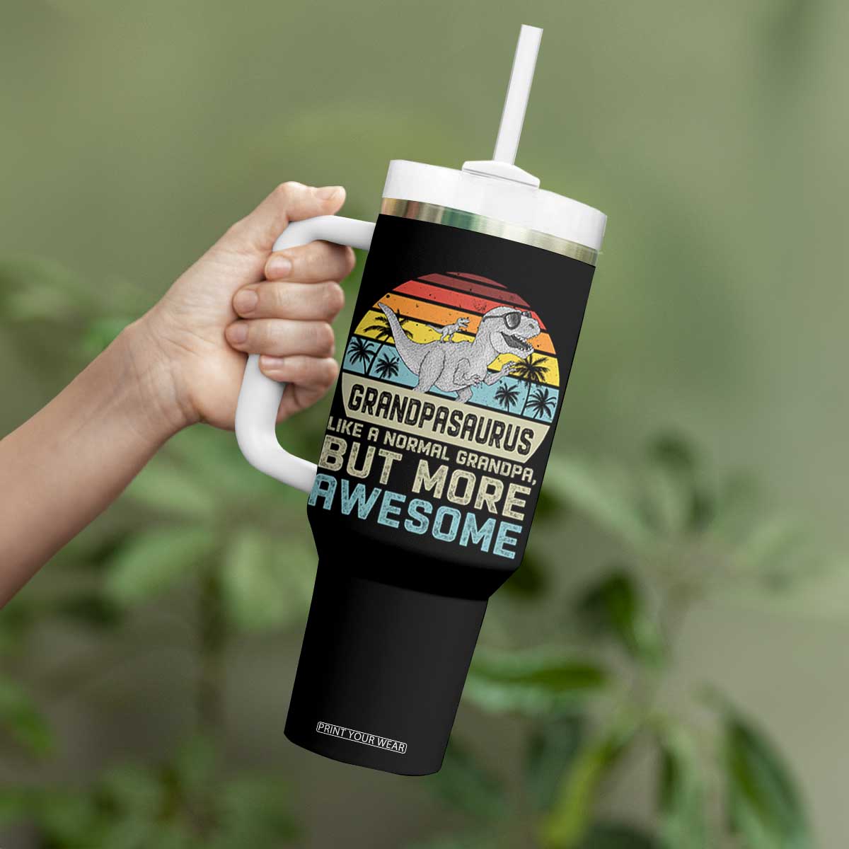 Vintage Grandpasaurus Tumbler With Handle Like A Normal Grandpa But More Awesome