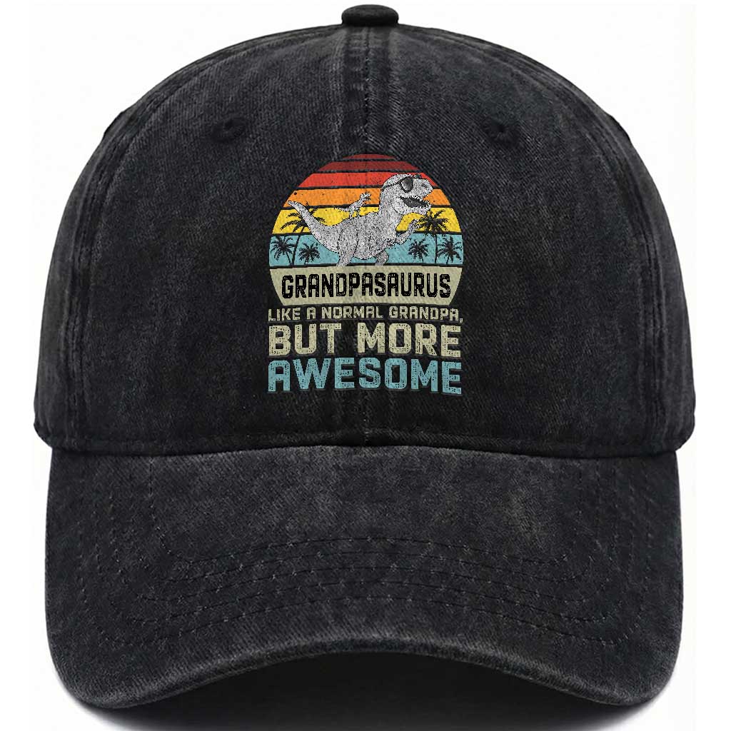 Vintage Grandpasaurus Washed Cotton Baseball Cap Like A Normal Grandpa But More Awesome