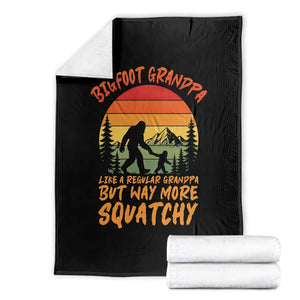 Funny Bigfoot Grandpa Throw Blanket Like A Regular Grandpa But Way More Squatchy