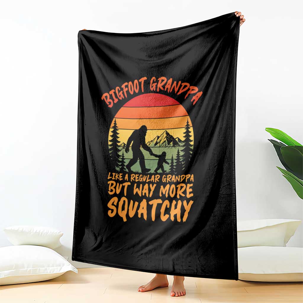 Funny Bigfoot Grandpa Throw Blanket Like A Regular Grandpa But Way More Squatchy
