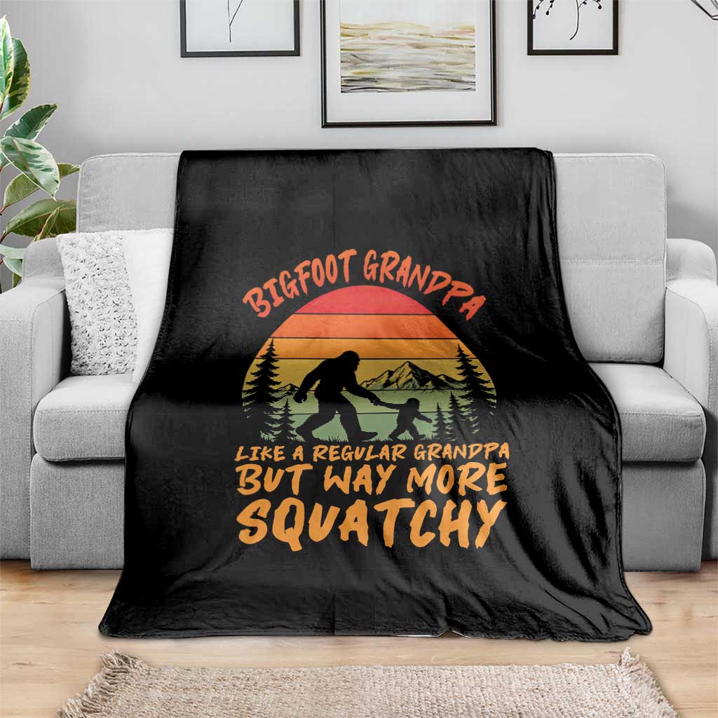 Funny Bigfoot Grandpa Throw Blanket Like A Regular Grandpa But Way More Squatchy