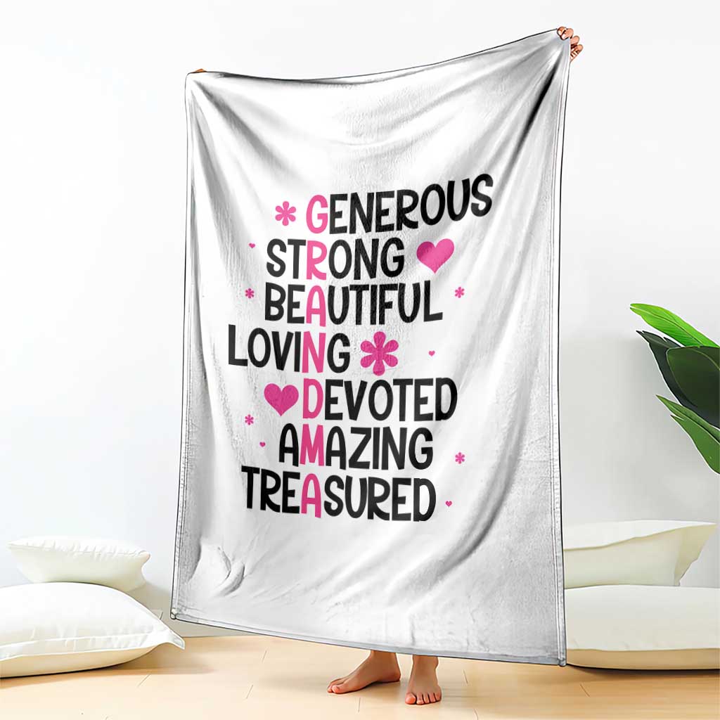 Funny Grandma Throw Blanket Generous Strong Beautiful Loving Devoted