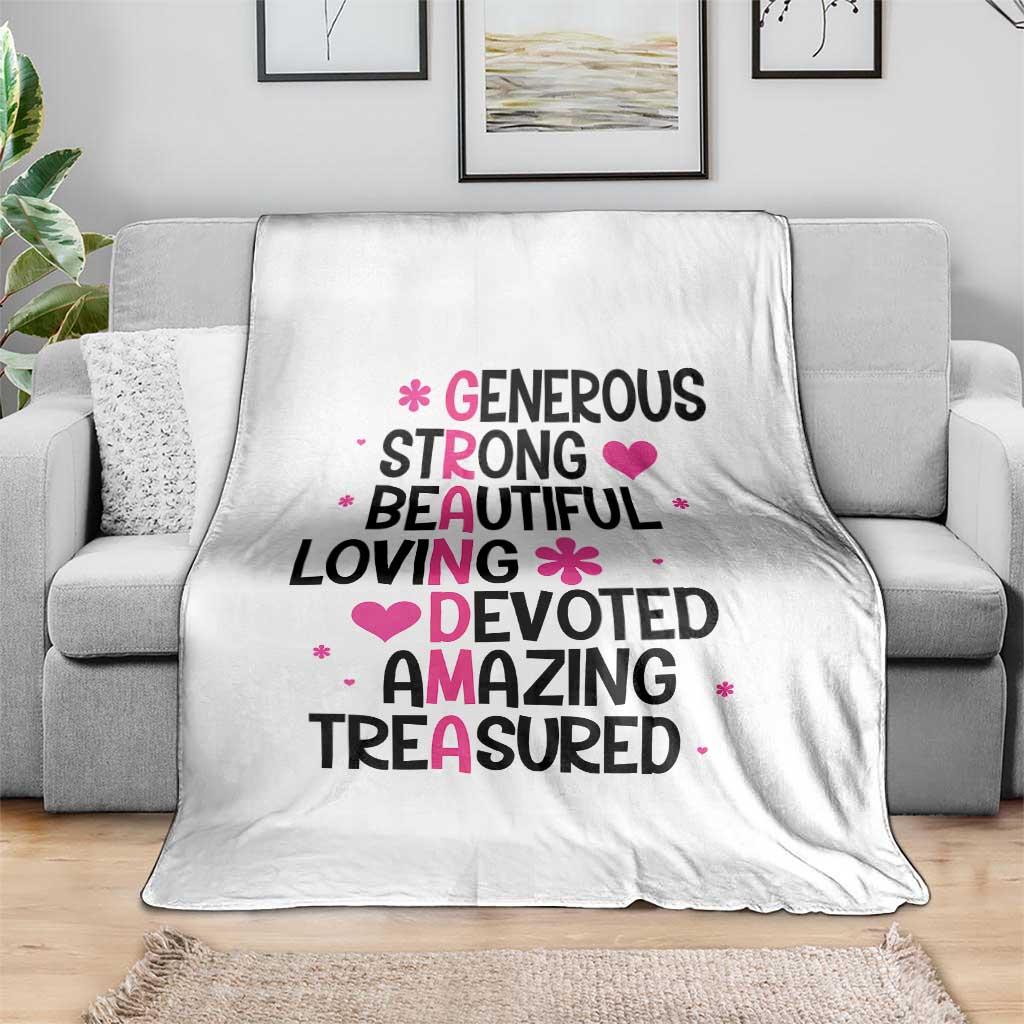 Funny Grandma Throw Blanket Generous Strong Beautiful Loving Devoted