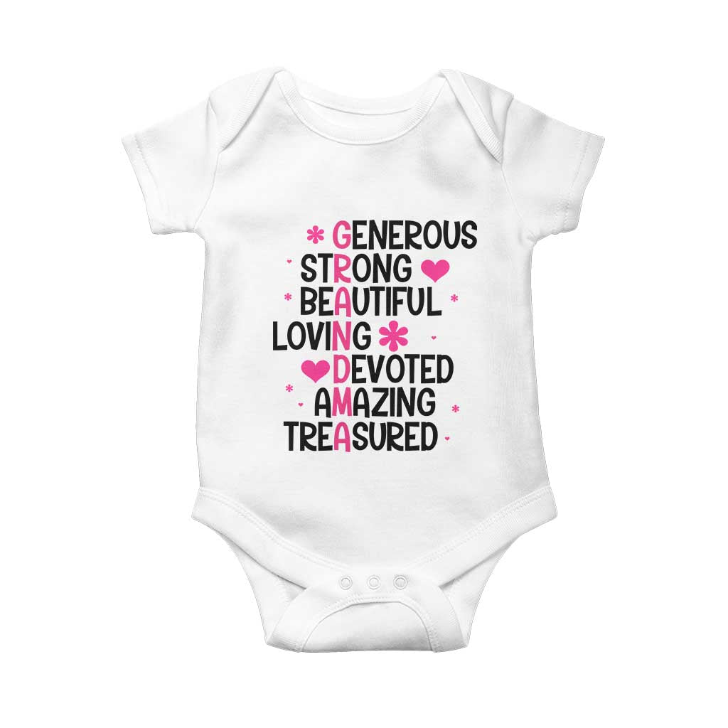 Funny Grandma Baby Onesie Generous Strong Beautiful Loving Devoted