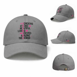 Funny Grandma Baseball Cap Generous Strong Beautiful Loving Devoted