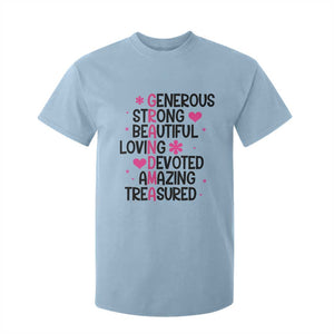 Funny Grandma T Shirt For Kid Generous Strong Beautiful Loving Devoted