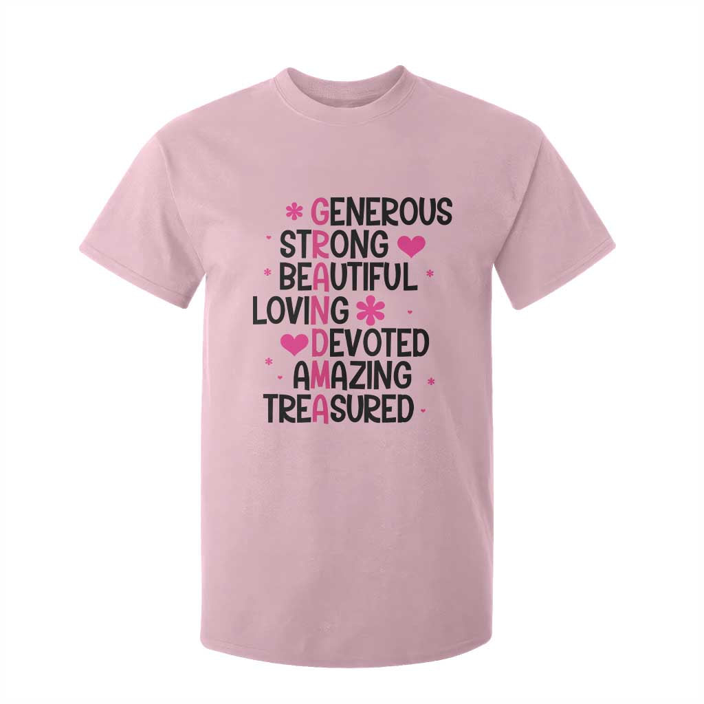 Funny Grandma T Shirt For Kid Generous Strong Beautiful Loving Devoted