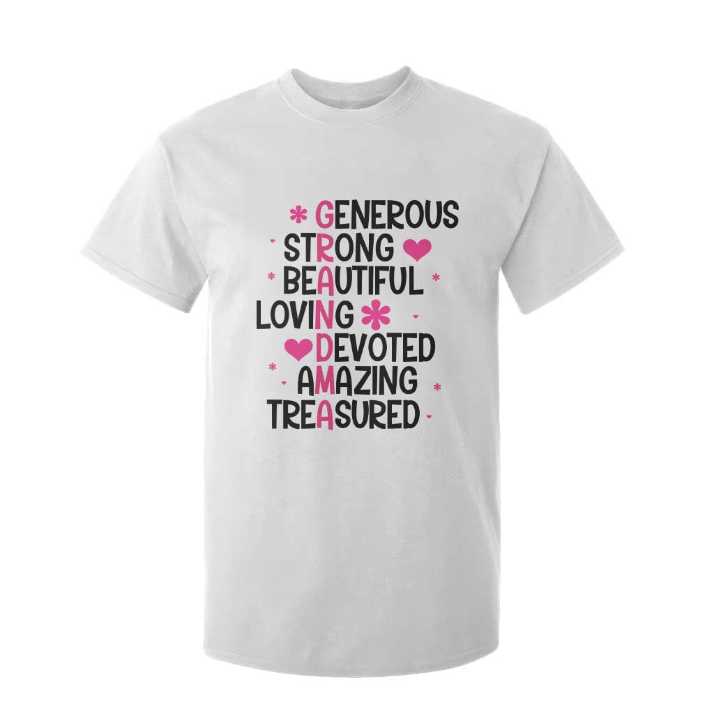Funny Grandma T Shirt For Kid Generous Strong Beautiful Loving Devoted