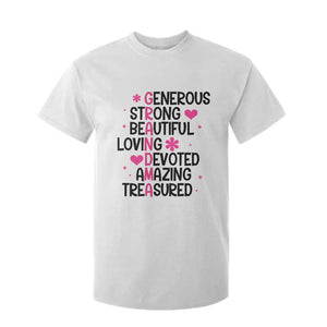 Funny Grandma T Shirt For Kid Generous Strong Beautiful Loving Devoted
