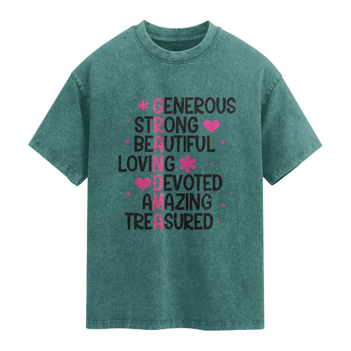 Funny Grandma Washed Cotton T-Shirt Generous Strong Beautiful Loving Devoted