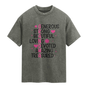 Funny Grandma Washed Cotton T-Shirt Generous Strong Beautiful Loving Devoted
