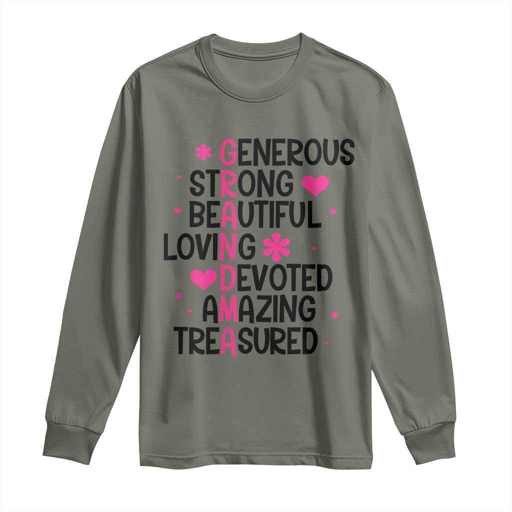 Funny Grandma Long Sleeve Shirt Generous Strong Beautiful Loving Devoted